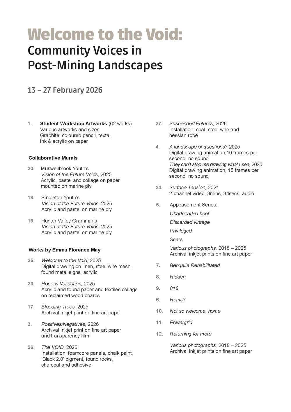 Floor Sheet: Welcome to the Void
