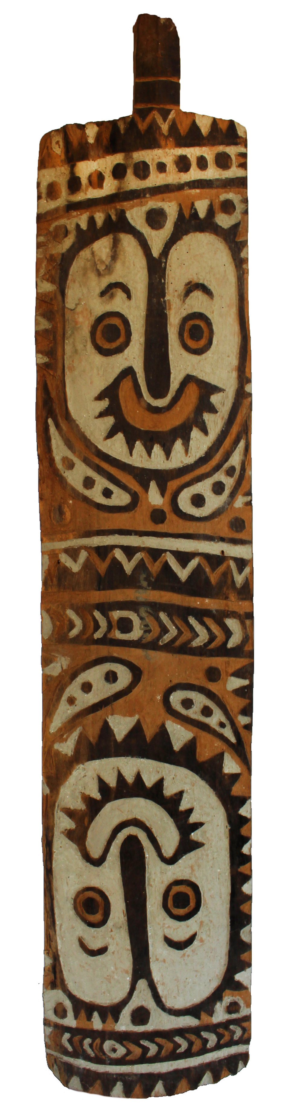 Unknown, Wooden shield with carved faces