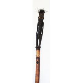 Unknown, Bamboo Flute with carved male figure and Cassowary feathers 