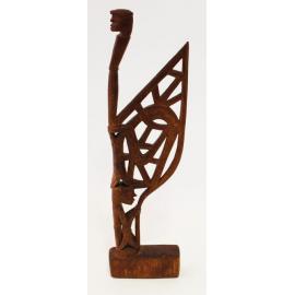 Totem figure wooden canoe prow with 2 figures