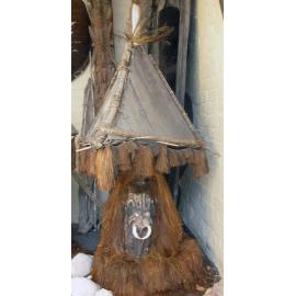 Initiation ceremonial robe made with straw and bone